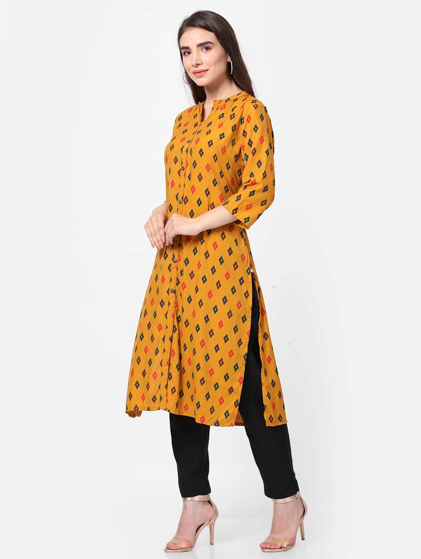 women three quarter sleeve straight kurta - 21221488 - Standard Image - 3