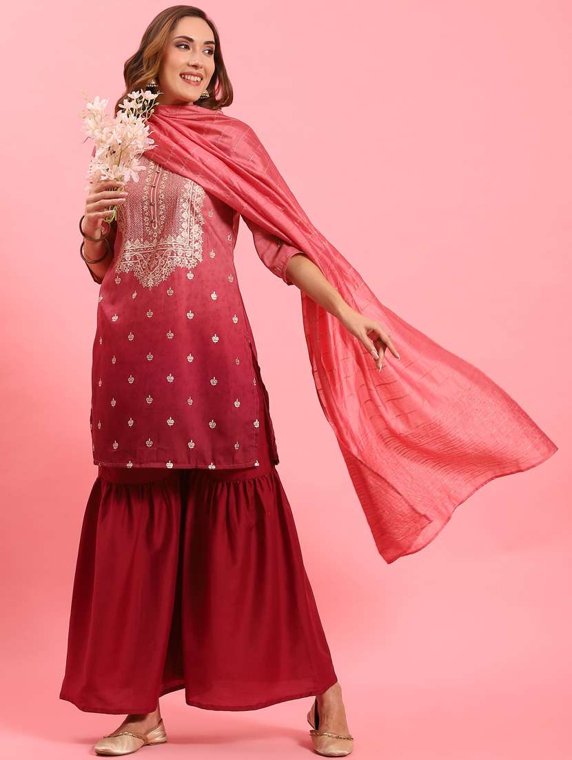 pink kurta sharara set - 21221500 - Standard Image - 3