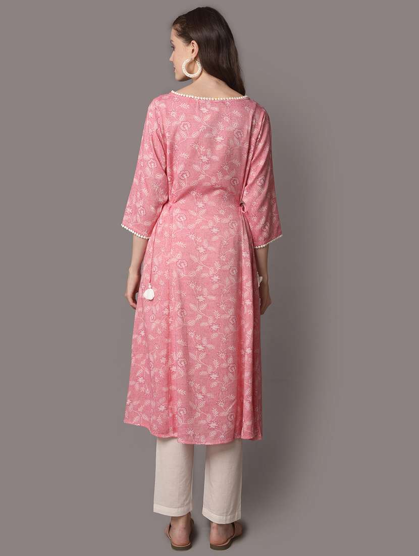 women three quarter sleeve flared kurta - 21221514 -  Standard Image - 3