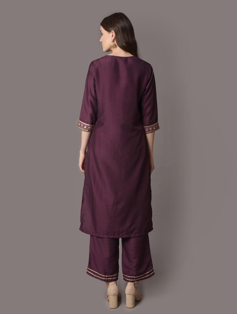 purple kurta pant set - 21221519 - Standard Image - 3