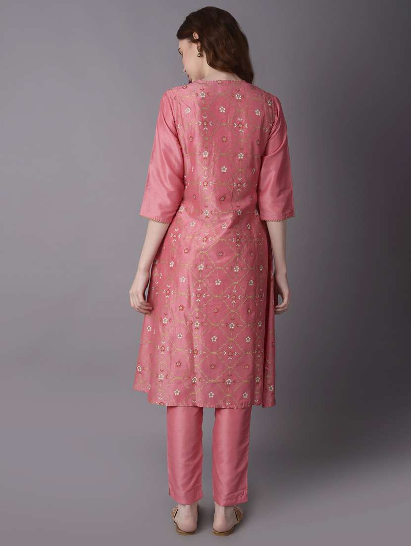 coral kurta jacket set - 21221522 -  Standard Image - 3