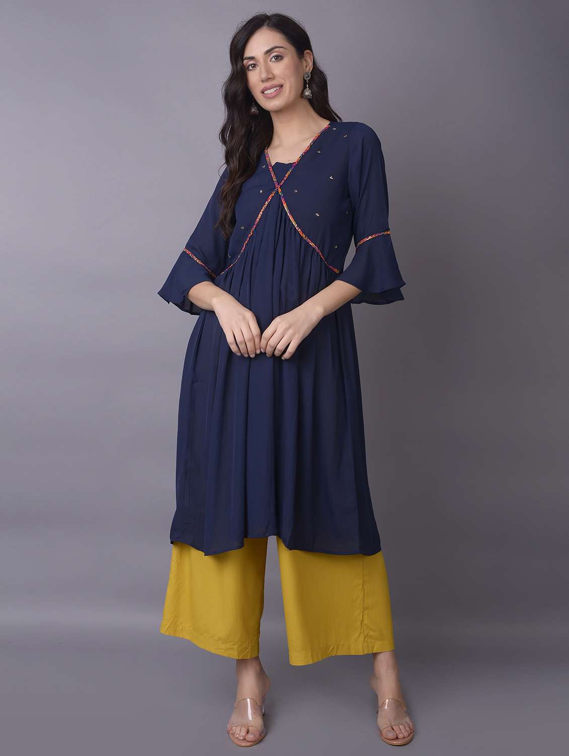 women three quarter sleeve straight kurta - 21221542 - Zoom Image - 0