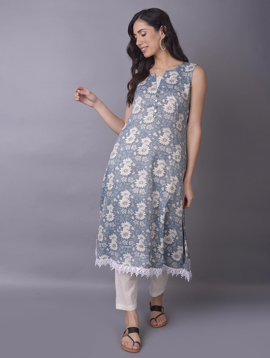 women blue printed kurta - 21221565 - Zoom Image - 0