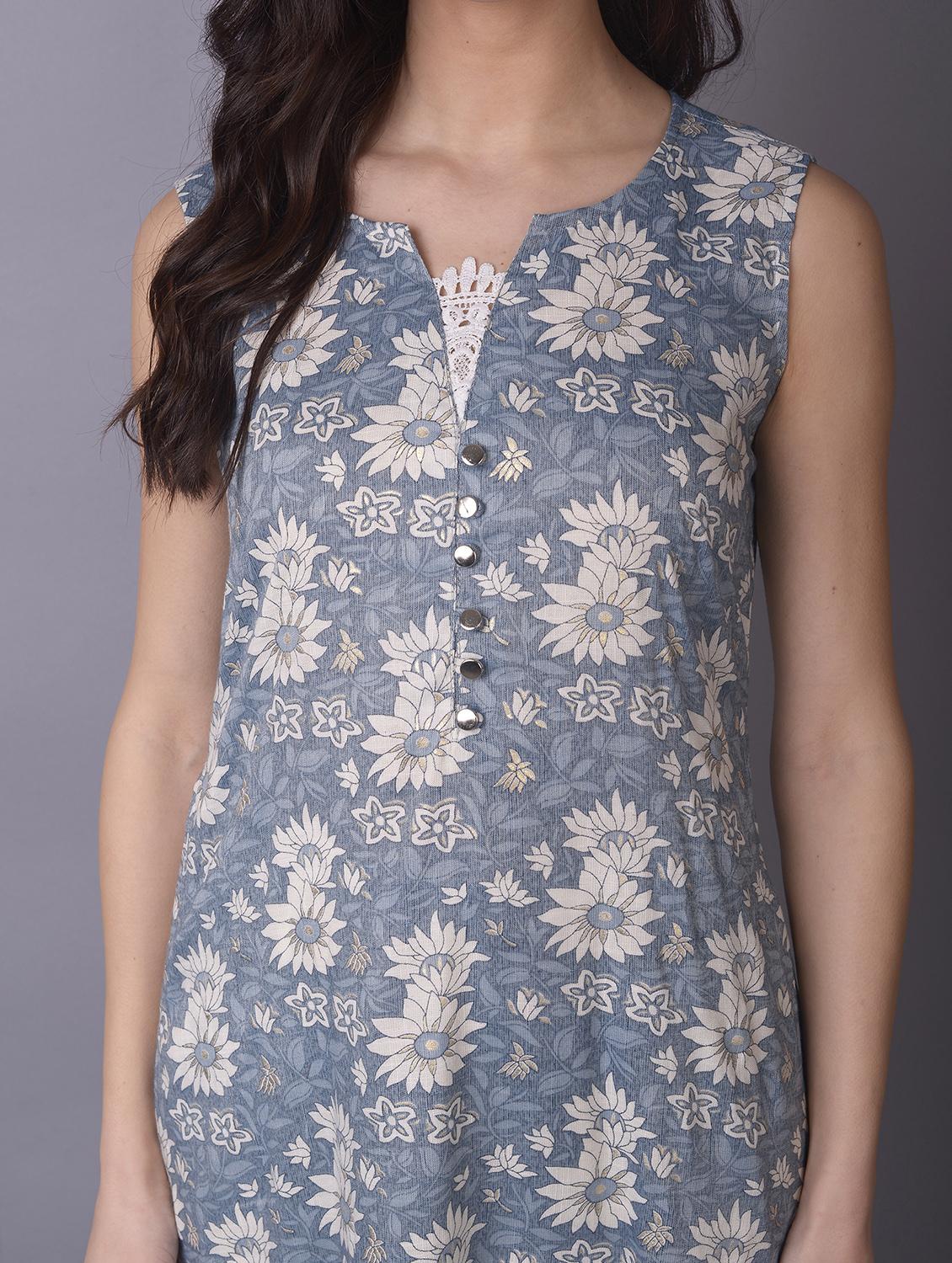 women blue printed kurta - 21221565 - Standard Image - 3