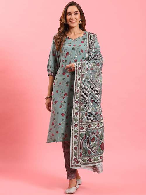 blue muslin kurta dupatta  set - 21221568 -  Standard Image - 0