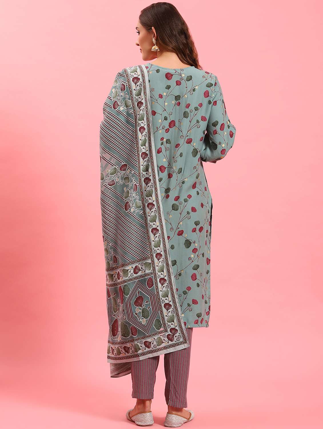 blue muslin kurta dupatta set - 21221568 - Standard Image - 3
