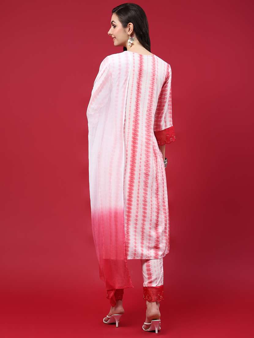 women tie & dye kurta pant set with dupatta - 21221595 -  Standard Image - 3