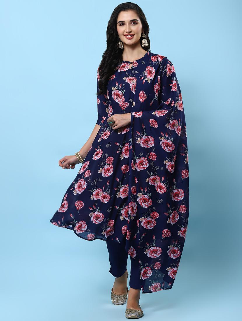 women three quarter sleeve kurta pant with dupatta set - 21221596 -  Zoom Image - 0