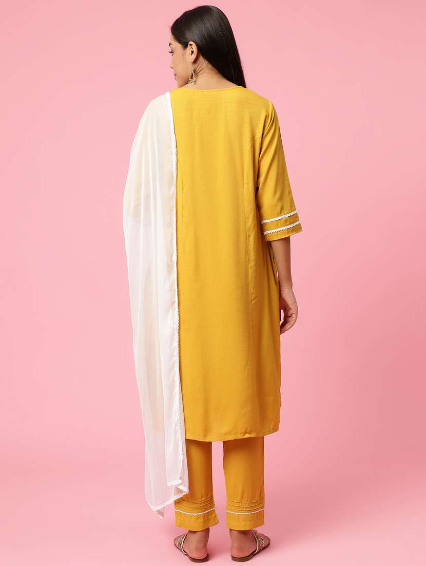 women solid kurta pant set with dupatta - 21221611 - Standard Image - 3
