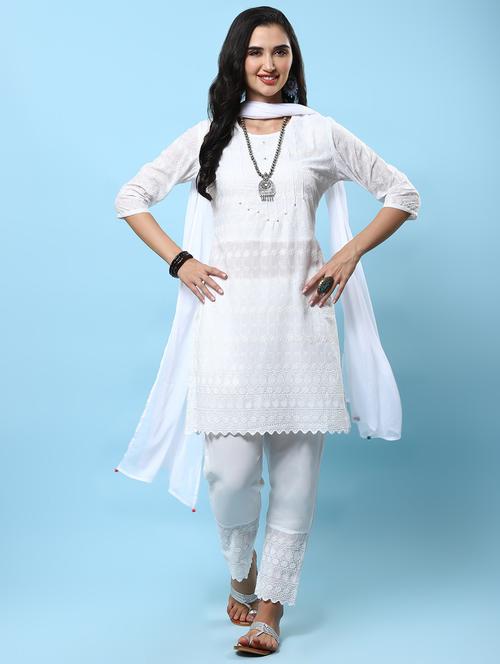 women three quarter sleeve kurta pant with dupatta set - 21221616 -  Standard Image - 0