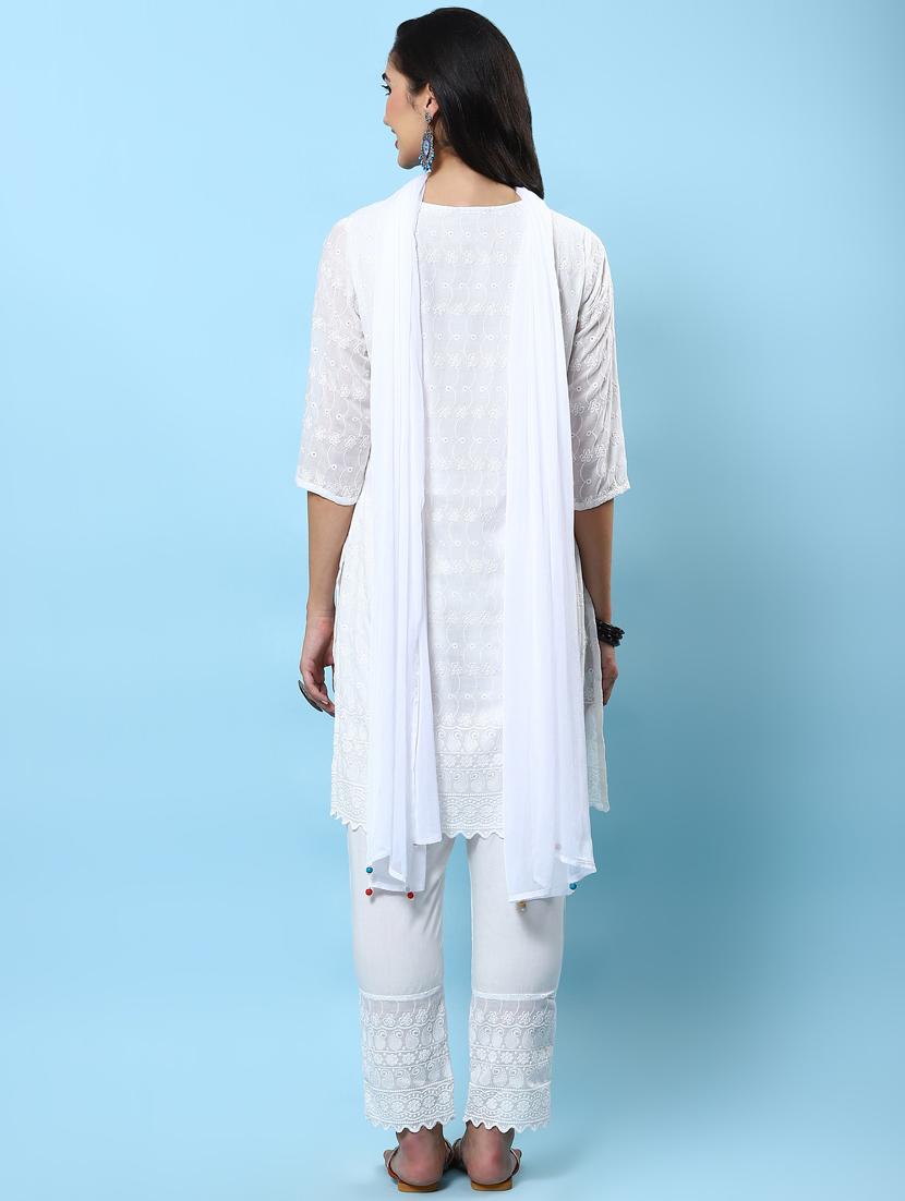 women three quarter sleeve kurta pant with dupatta set - 21221616 - Standard Image - 3