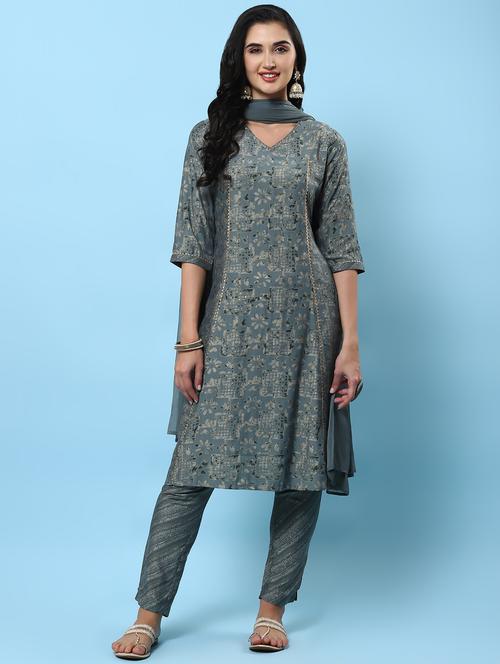 multi colored muslin kurta dupatta  set - 21221623 -  Standard Image - 0