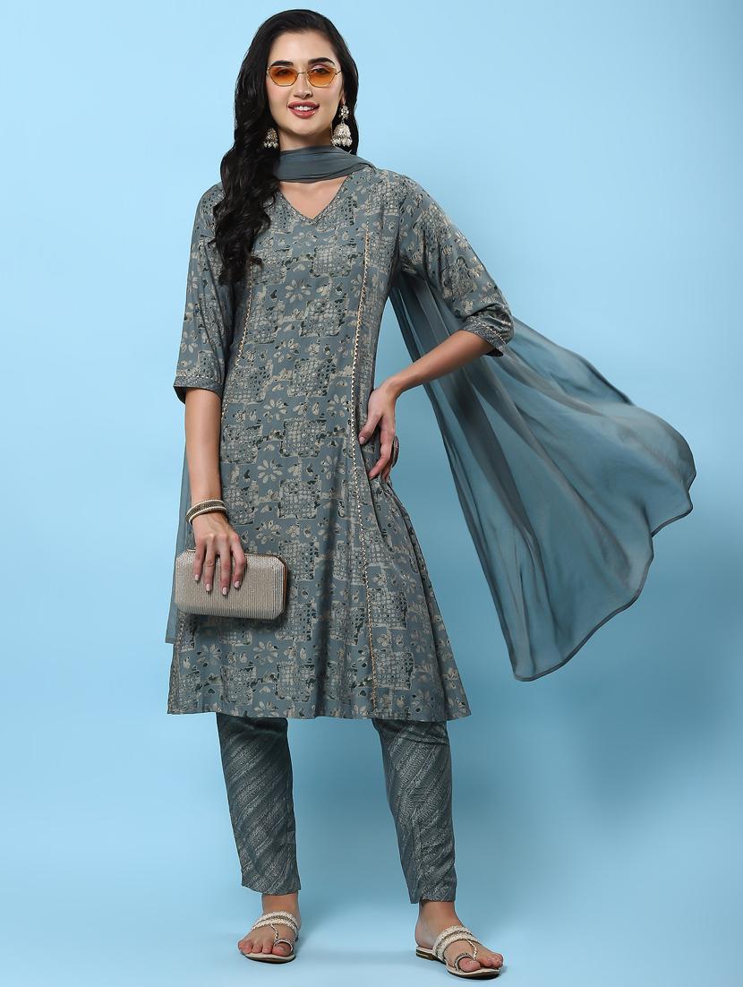 multi colored muslin kurta dupatta set - 21221623 - Standard Image - 5