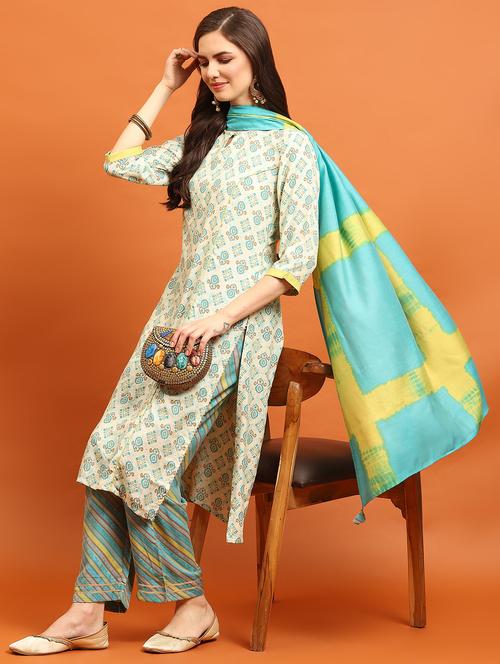 turquoise muslin kurta dupatta  set - 21221626 -  Standard Image - 0