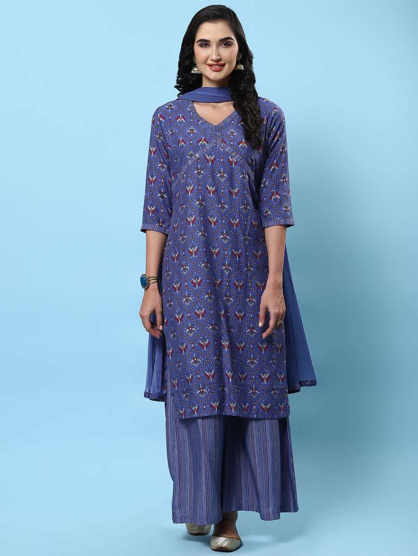 women printed kurta palazzo set with dupatta - 21221629 -  Zoom Image - 0