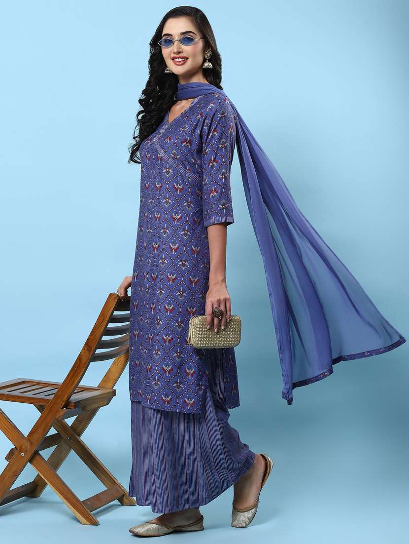 women printed kurta palazzo set with dupatta - 21221629 -  Standard Image - 5