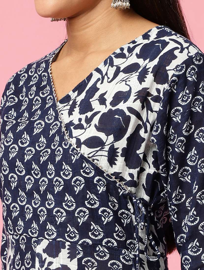 blue cotton kurta dupatta set - 21221633 - Standard Image - 5