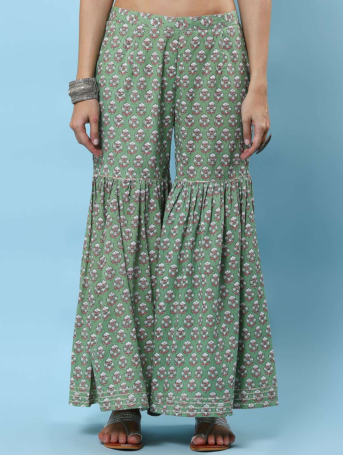 green cotton kurta dupatta set - 21221651 - Standard Image - 5