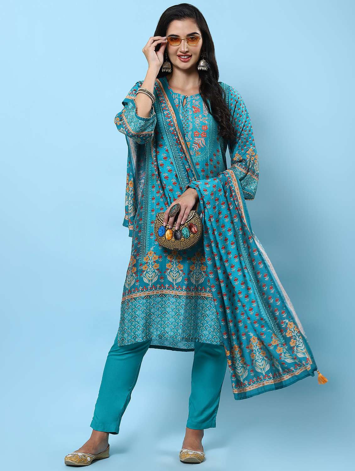 women printed kurta dupatta set