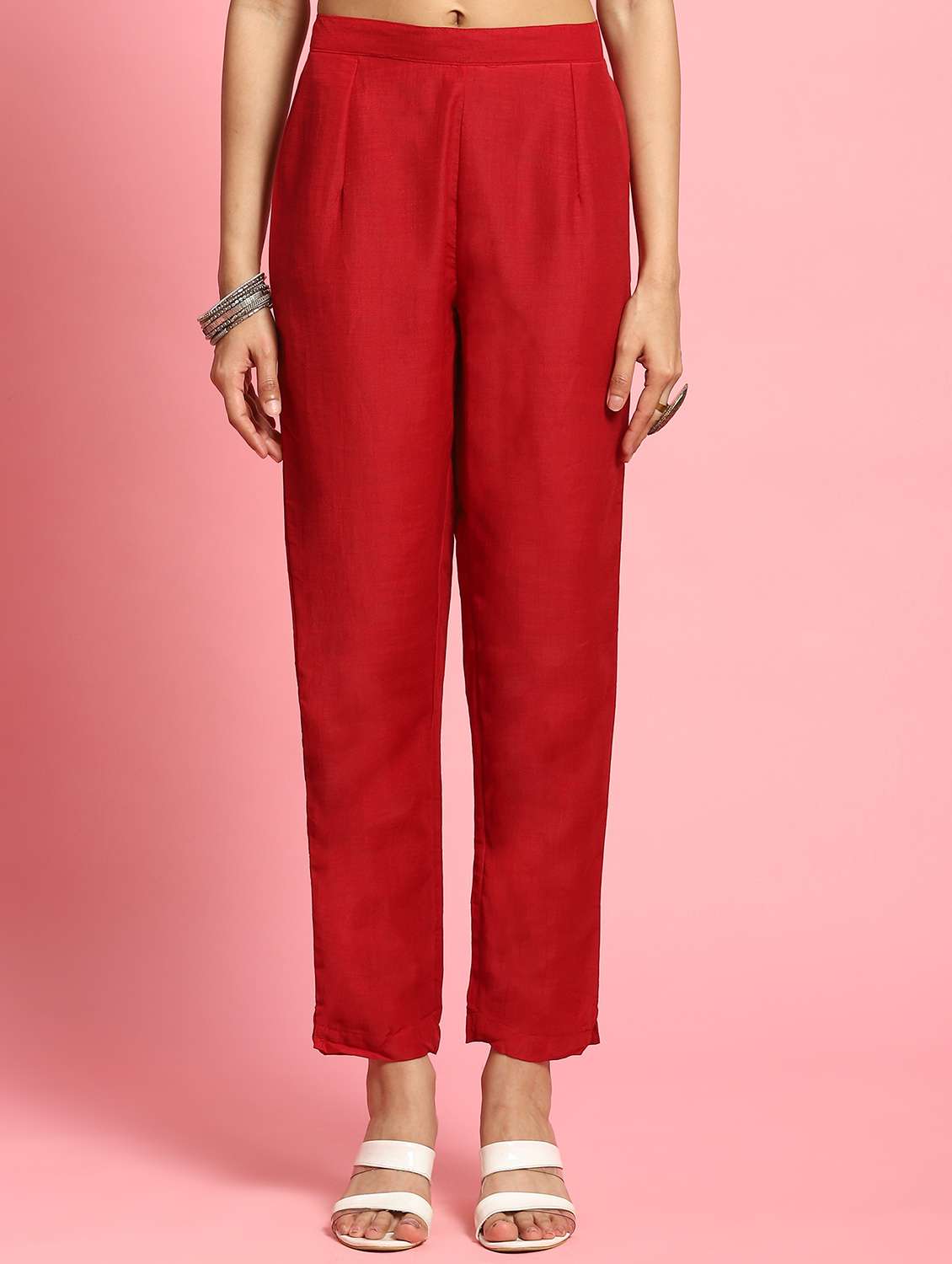 women red round neck kurta pant set - 21221665 - Standard Image - 5