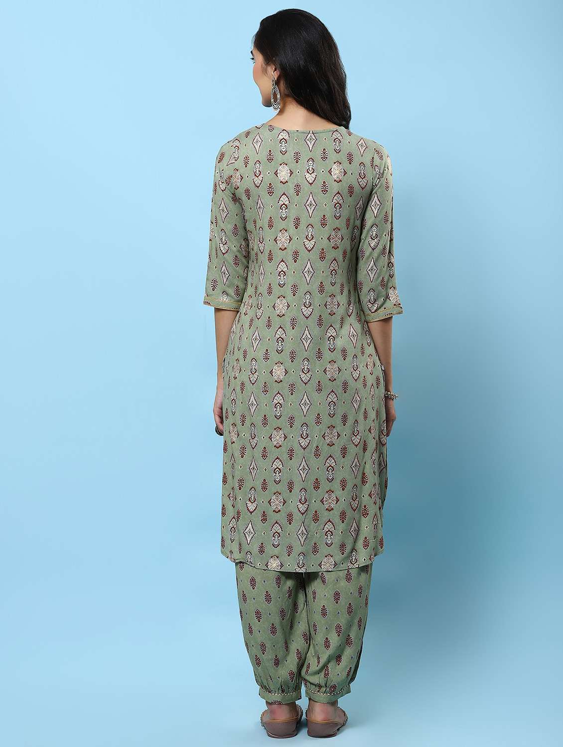 women printed notch neck kurta salwar set - 21221666 -  Standard Image - 3