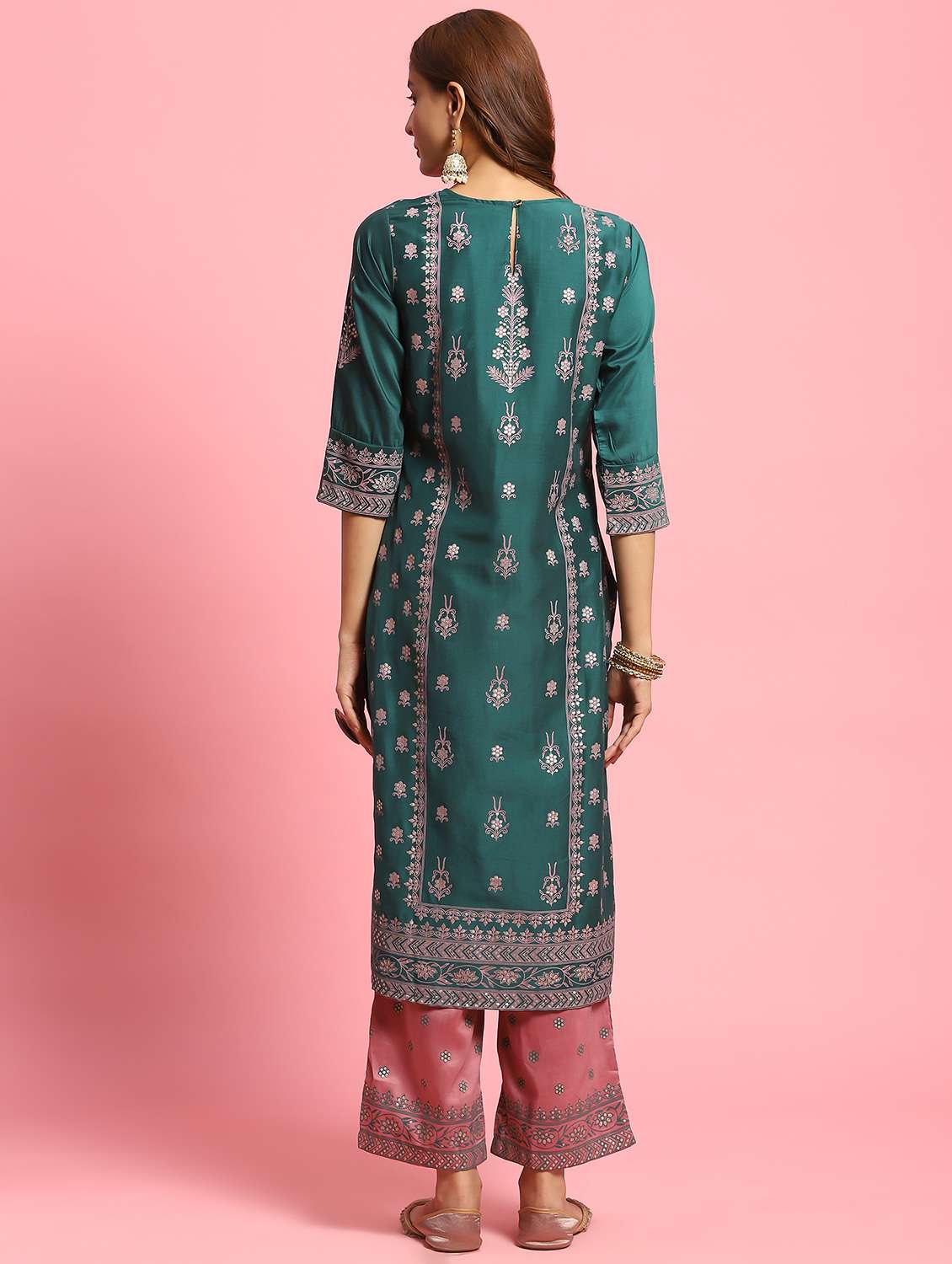 women round neck kurta palazzo set - 21221685 - Standard Image - 3