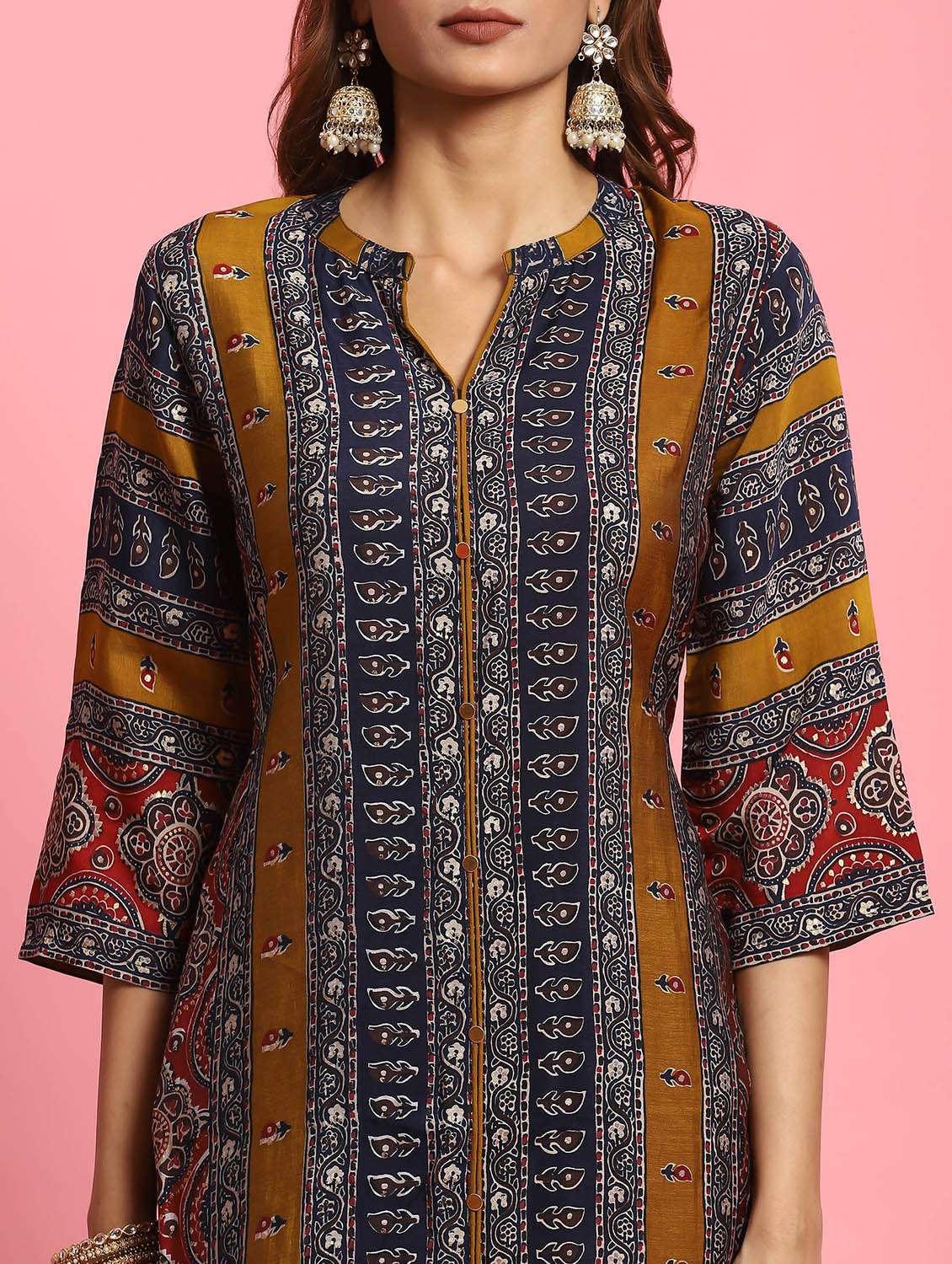 women mandarin neck printed kurta  - 21221700 -  Standard Image - 5