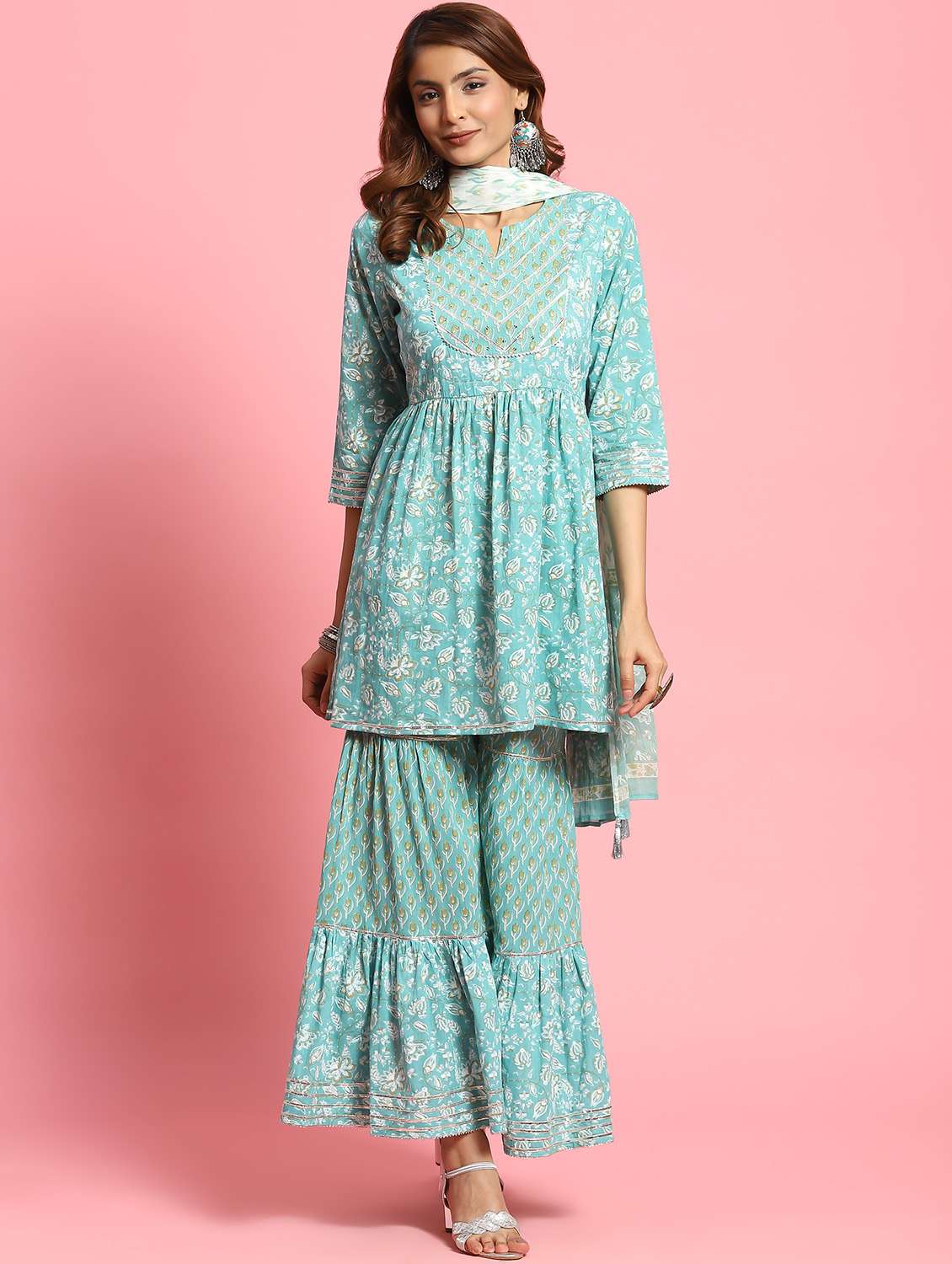 Women Kurta Sharara Set With Dupatta