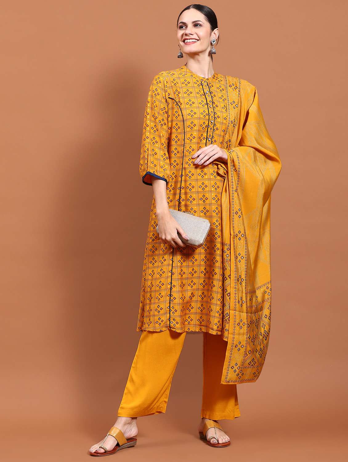 women kurta palazzo set with dupatta