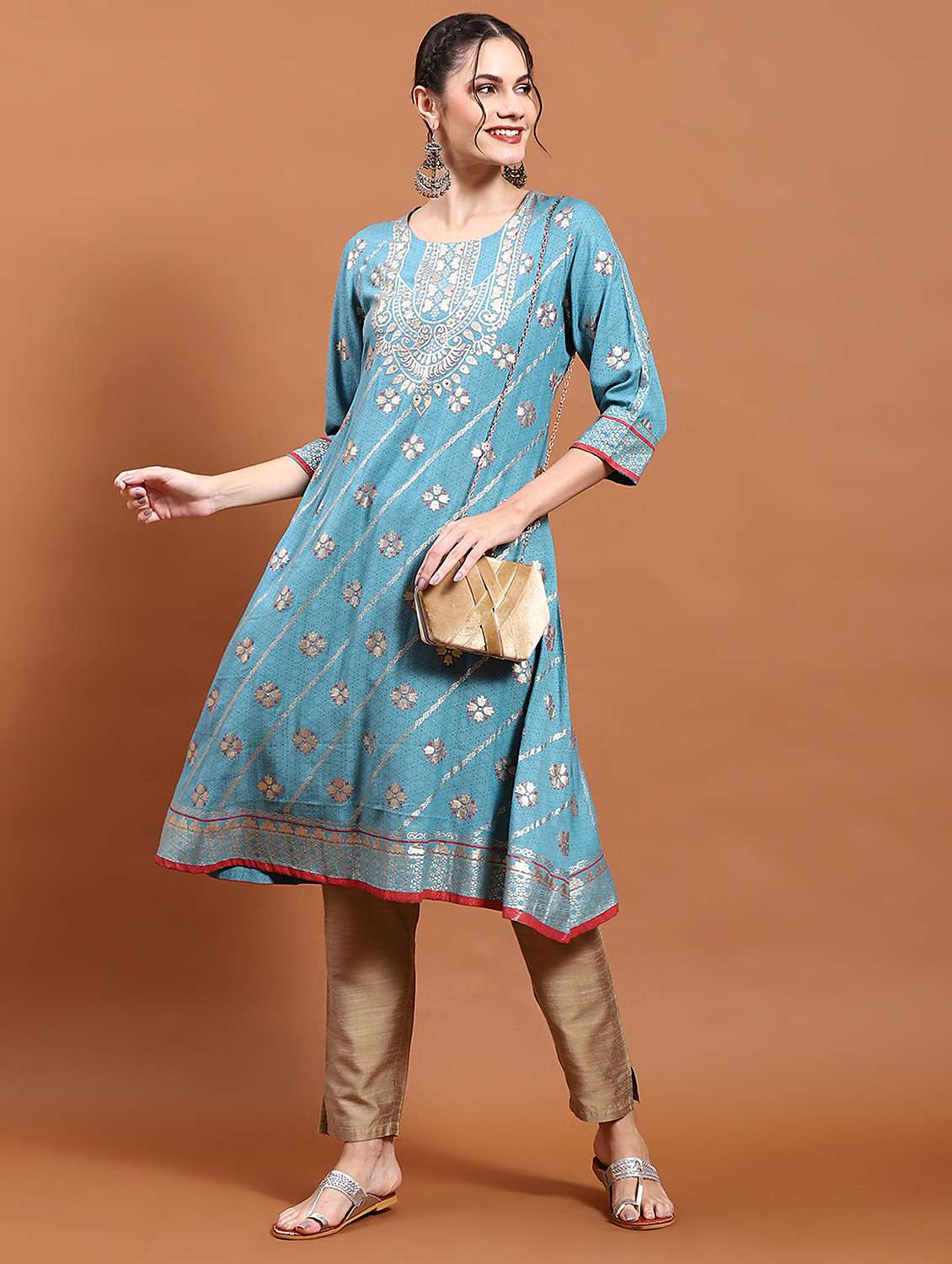 women light blue printed kurta - 21221739 -  Zoom Image - 0