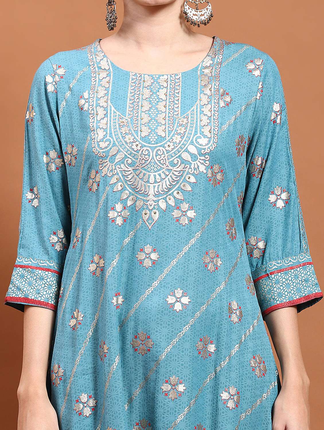 women light blue printed kurta - 21221739 - Standard Image - 5