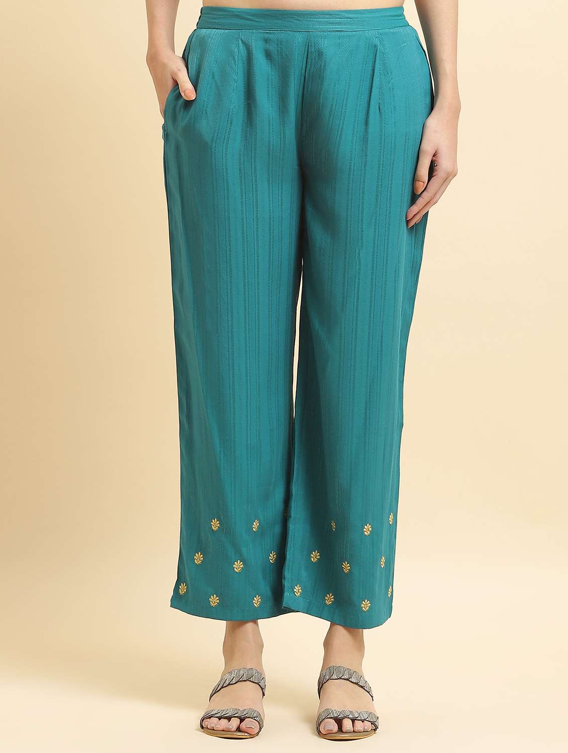 women mandarin neck kurta pant set - 21221741 -  Standard Image - 5