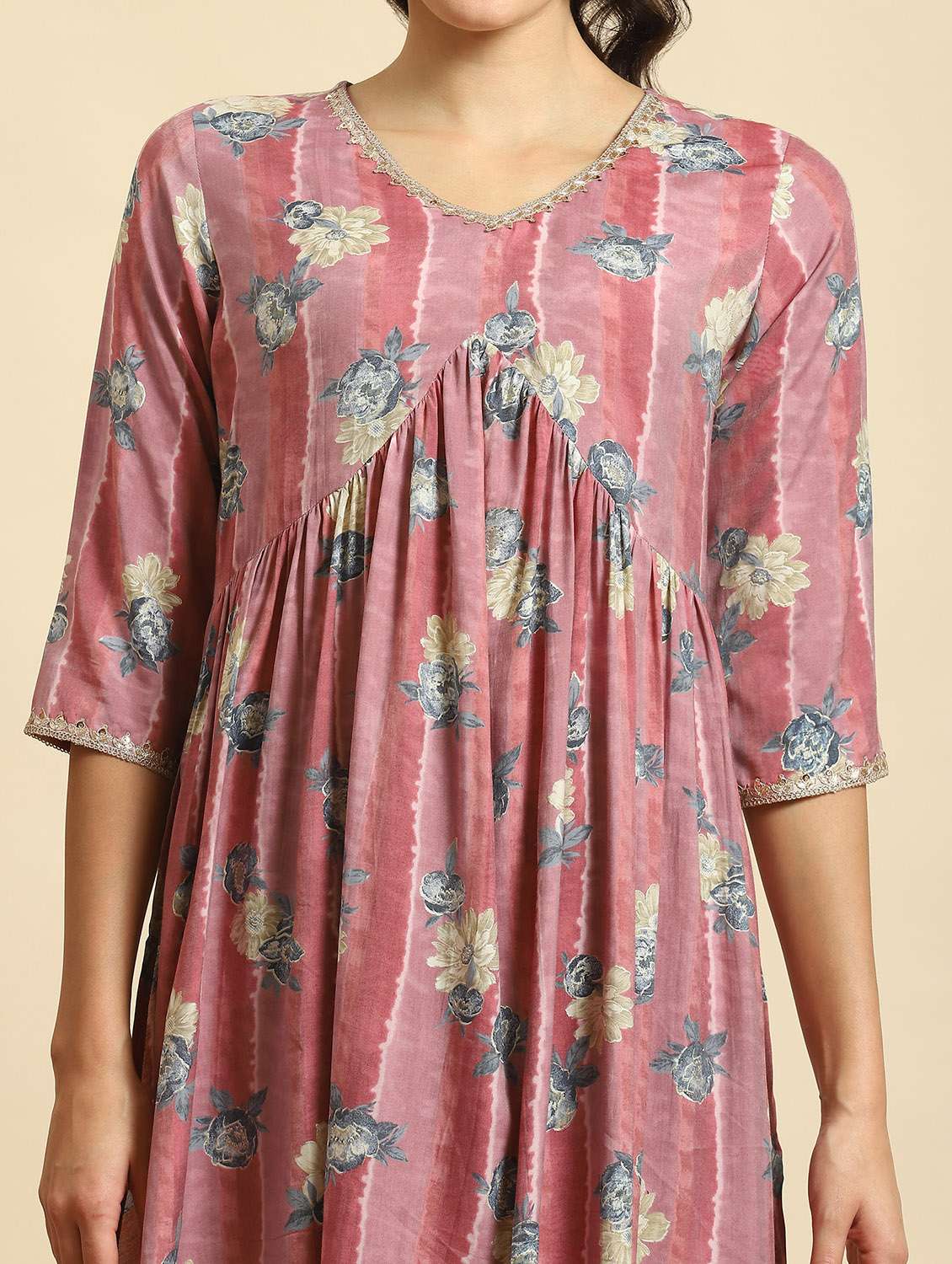 women pink floral printed kurta  - 21221751 -  Standard Image - 5