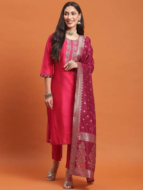 women three quarter sleeve suit set - 21221755 - Standard Image - 0