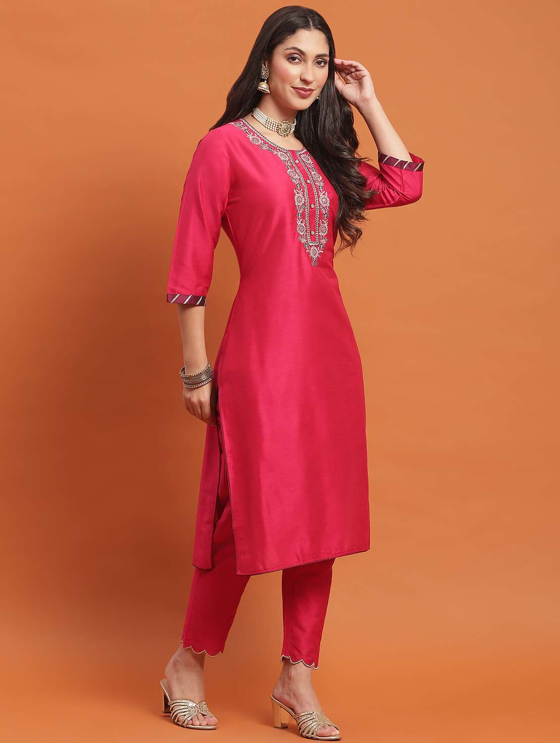 women three quarter sleeve suit set - 21221755 - Standard Image - 3