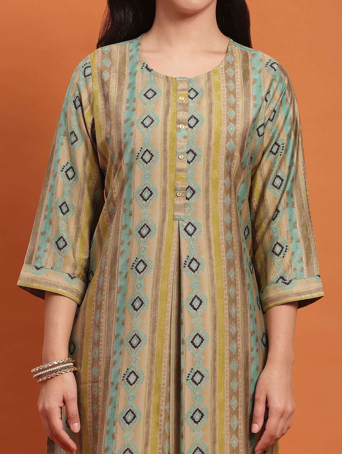 women three quarter sleeve straight kurta - 21221770 -  Standard Image - 5