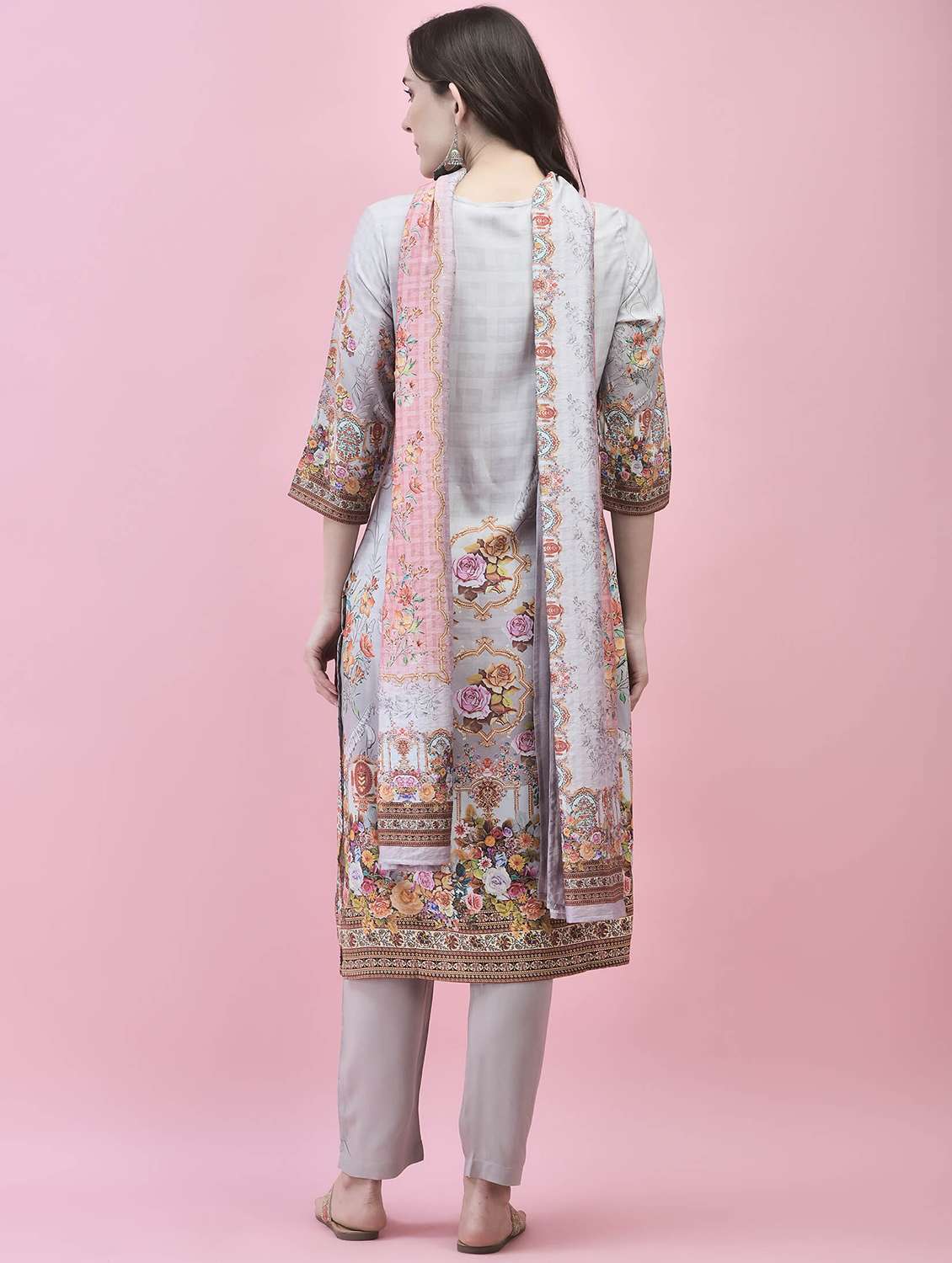 women three quarter sleeve kurta pant with dupatta set - 21221796 -  Standard Image - 5