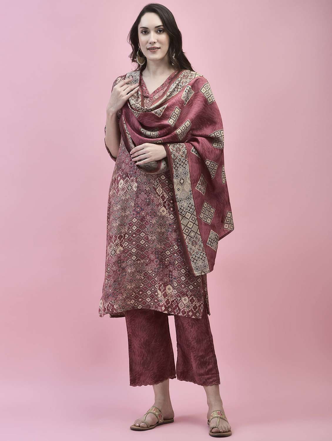 women printed kurta pant set with dupatta - 21221812 -  Zoom Image - 0
