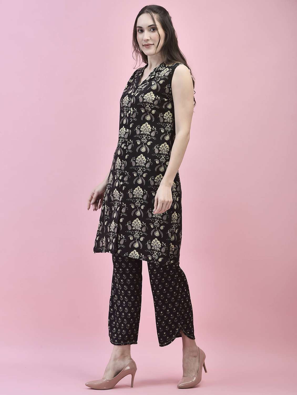 black cotton kurta pant  set - 21221824 -  Standard Image - 3