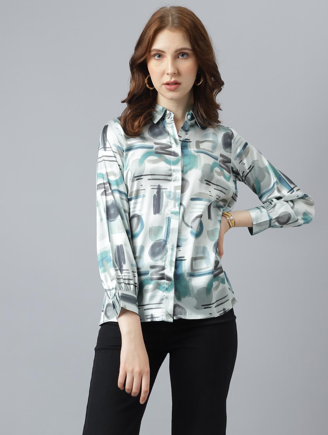 green satin regular shirt - 21222256 - Zoom Image - 0