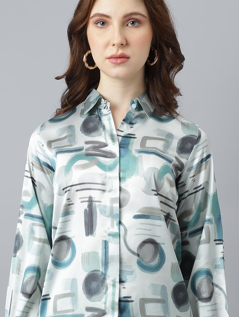 green satin regular shirt - 21222256 - Standard Image - 5