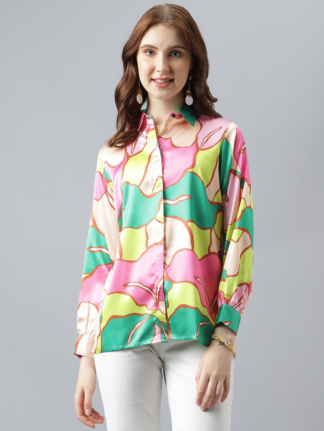 multi colored satin regular shirt - 21222257 - Zoom Image - 0