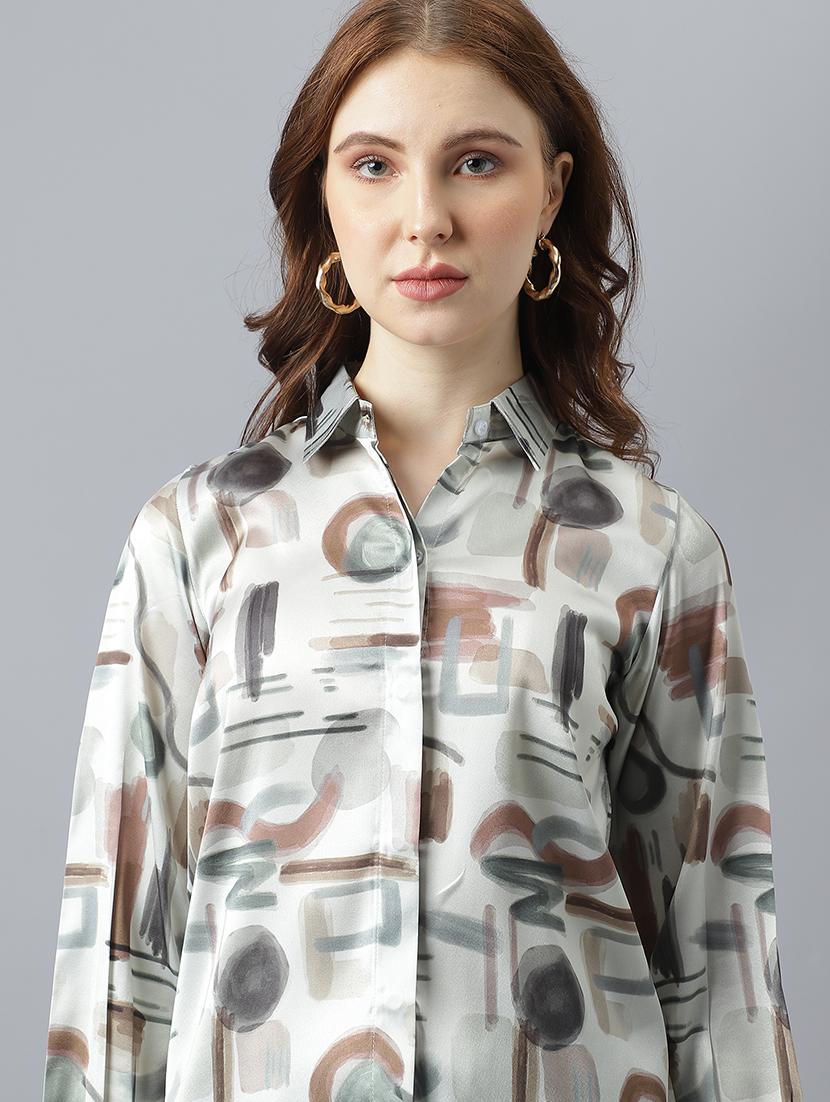 green satin regular shirt - 21222260 - Standard Image - 5