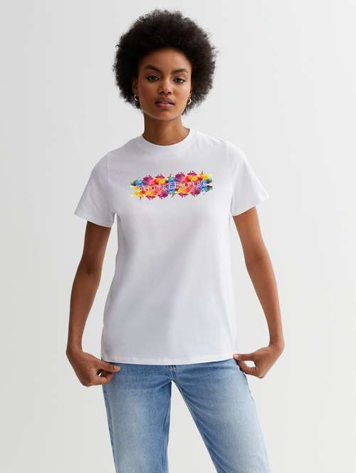 round neck chest print t-shirt  - 21222273 -  Standard Image - 0