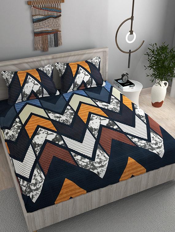elastic fitted king size bedsheet with two pillow covers  - 21222529 -  Zoom Image - 0