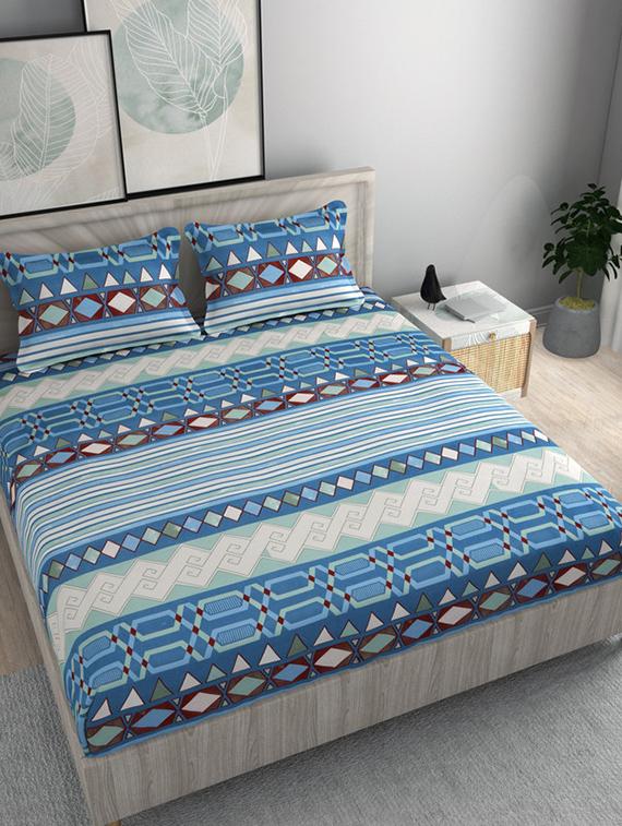 elastic fitted king size bedsheet with two pillow covers - 21222533 - Zoom Image - 0