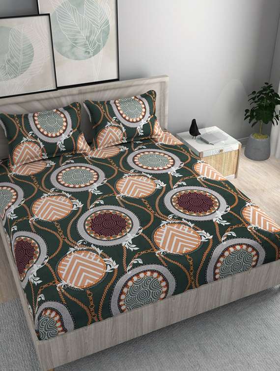elastic fitted king size bedsheet with two pillow covers  - 21222538 -  Zoom Image - 0