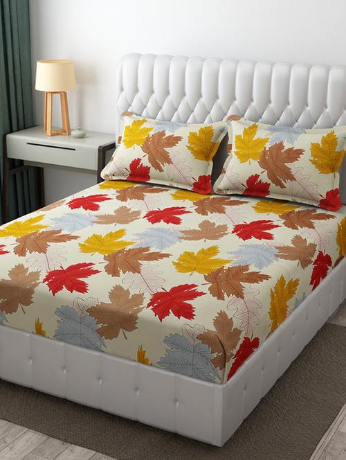 elastic fitted king size bedsheet with two pillow covers - 21222549 - Standard Image - 0