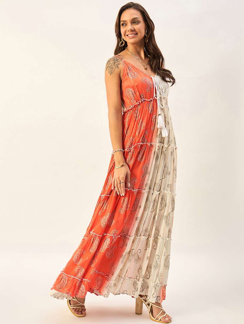 women sleeveless paisley printed dress - 21222598 - Standard Image - 3