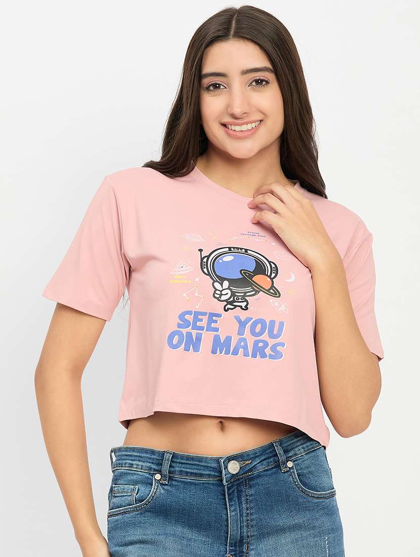 women round neck crop t-shirt